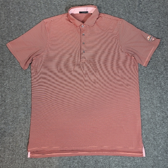Greyson Mens Golf Polo Shirt Size XL Orange Black Stripe Bridge Cup Logo - Picture 1 of 9